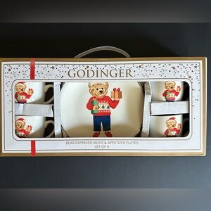 8pc Godinger Festive Bear Espresso Mugs/Appetizer Plates Set